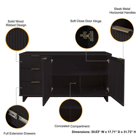 Granville 55.07 Sideboard in Black - Ornate Home