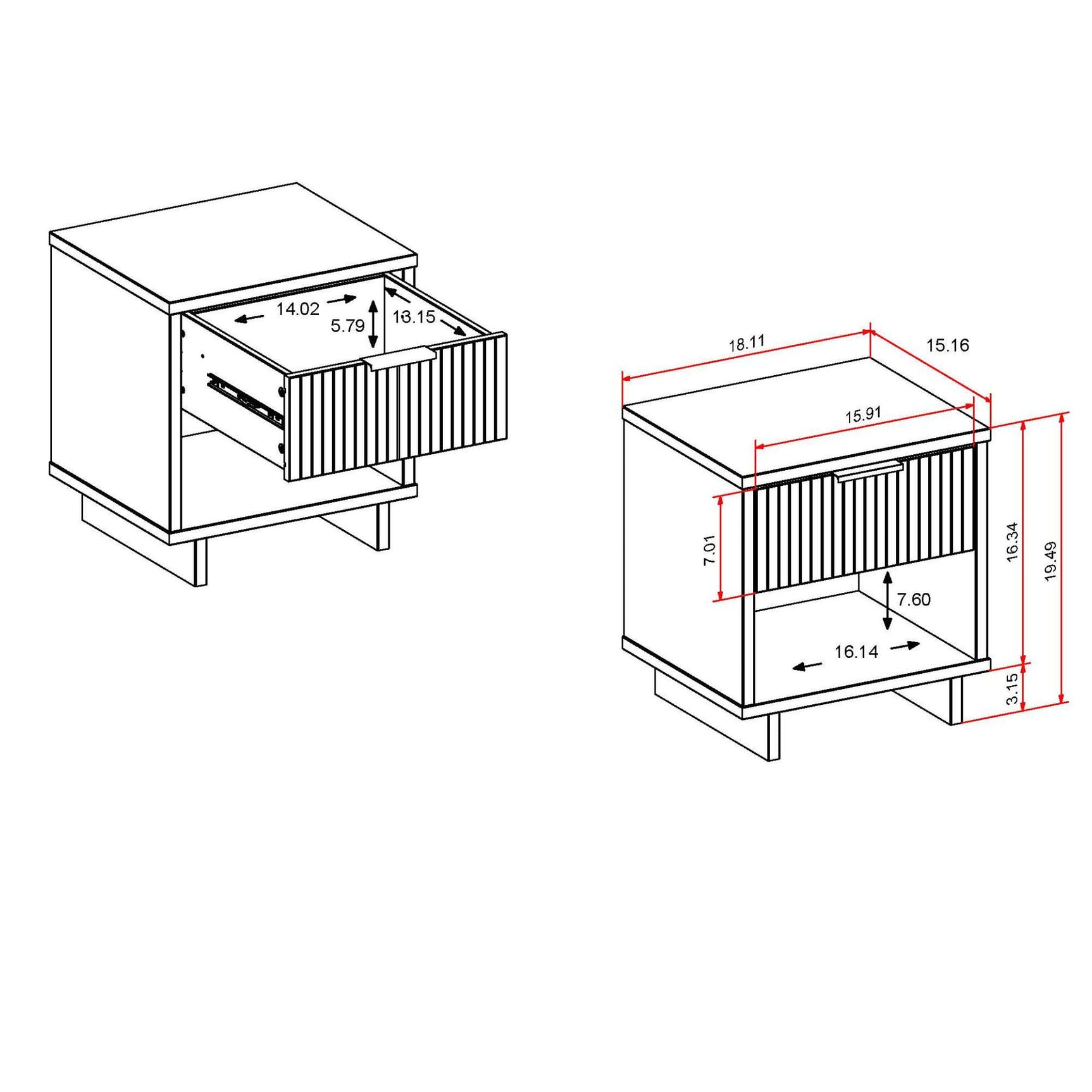 Granville Nightstand 1.0 in Black - Ornate Home