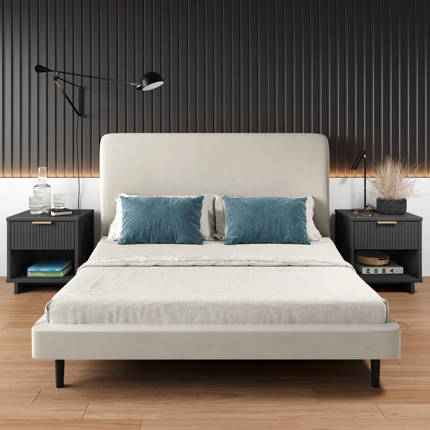 Granville Nightstand 1.0 in Dark Grey (set of 2) - Ornate Home