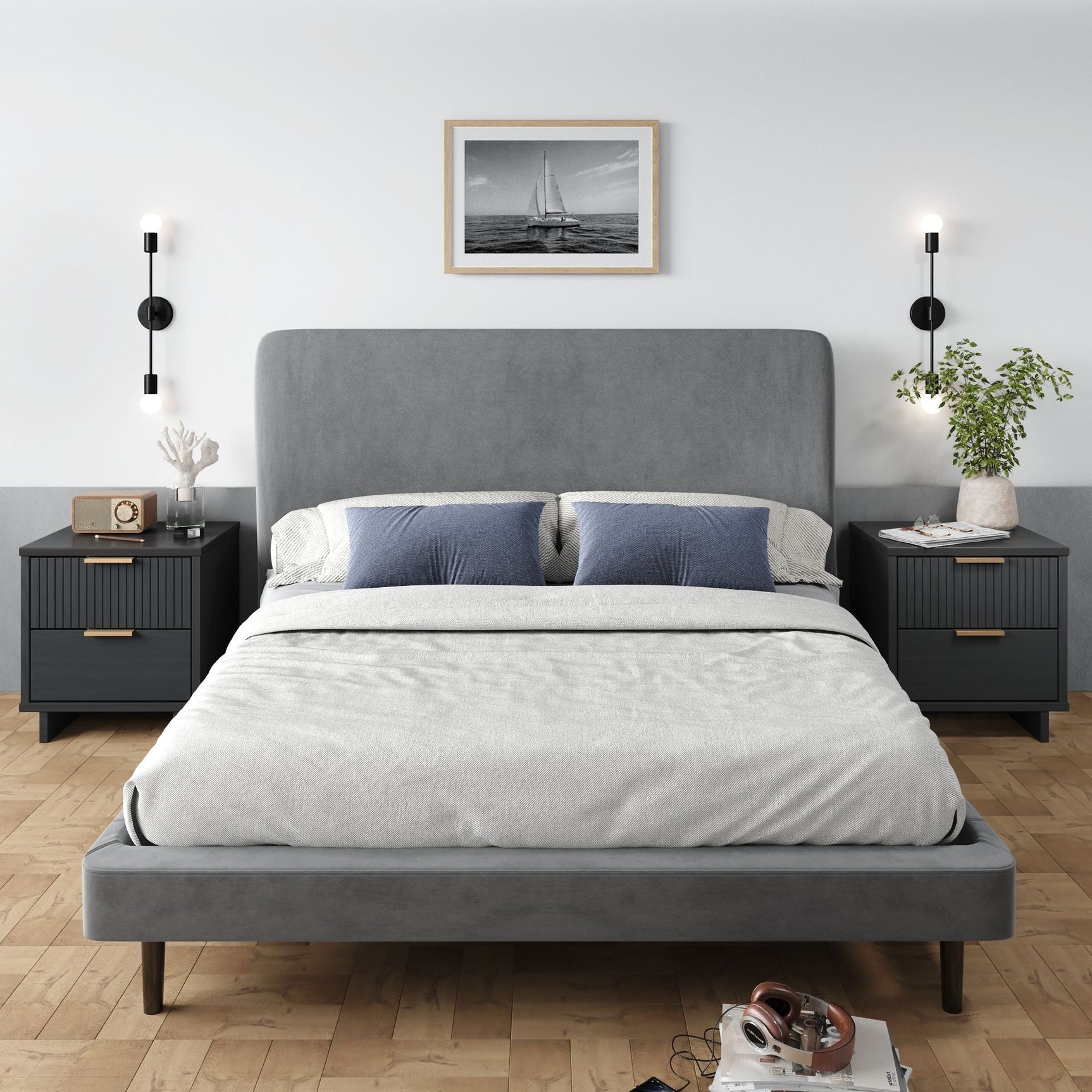 Granville Nightstand 2.0 in Dark Grey (set of 2) - Ornate Home