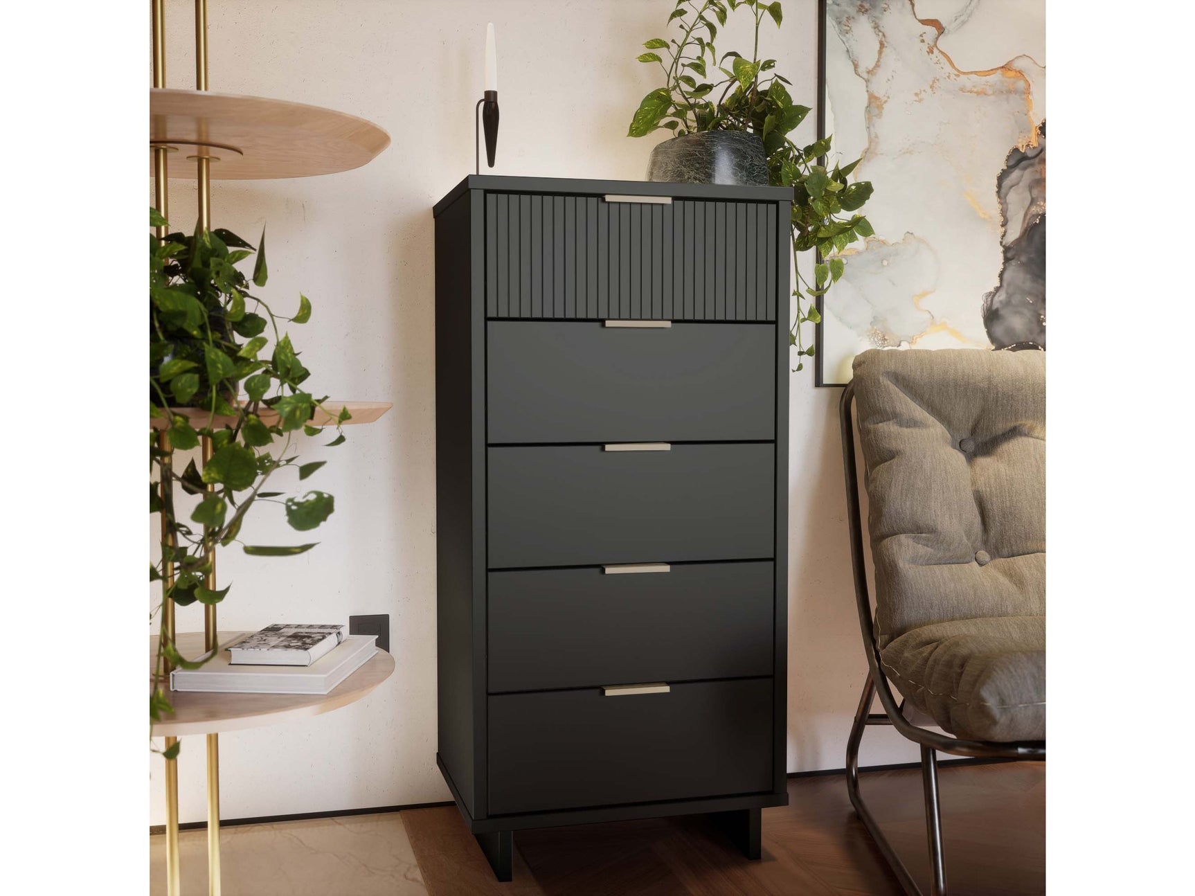 Granville Tall 23.62 Narrow Dresser in Dark Grey - Ornate Home