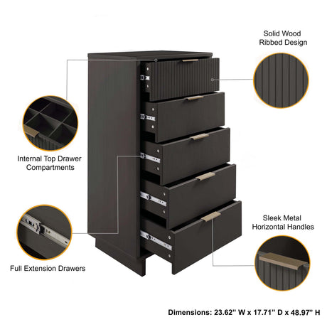 Granville Tall 23.62 Narrow Dresser in Dark Grey - Ornate Home