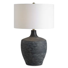 Graphite Black Ribbed Table Lamp - Ornate Home