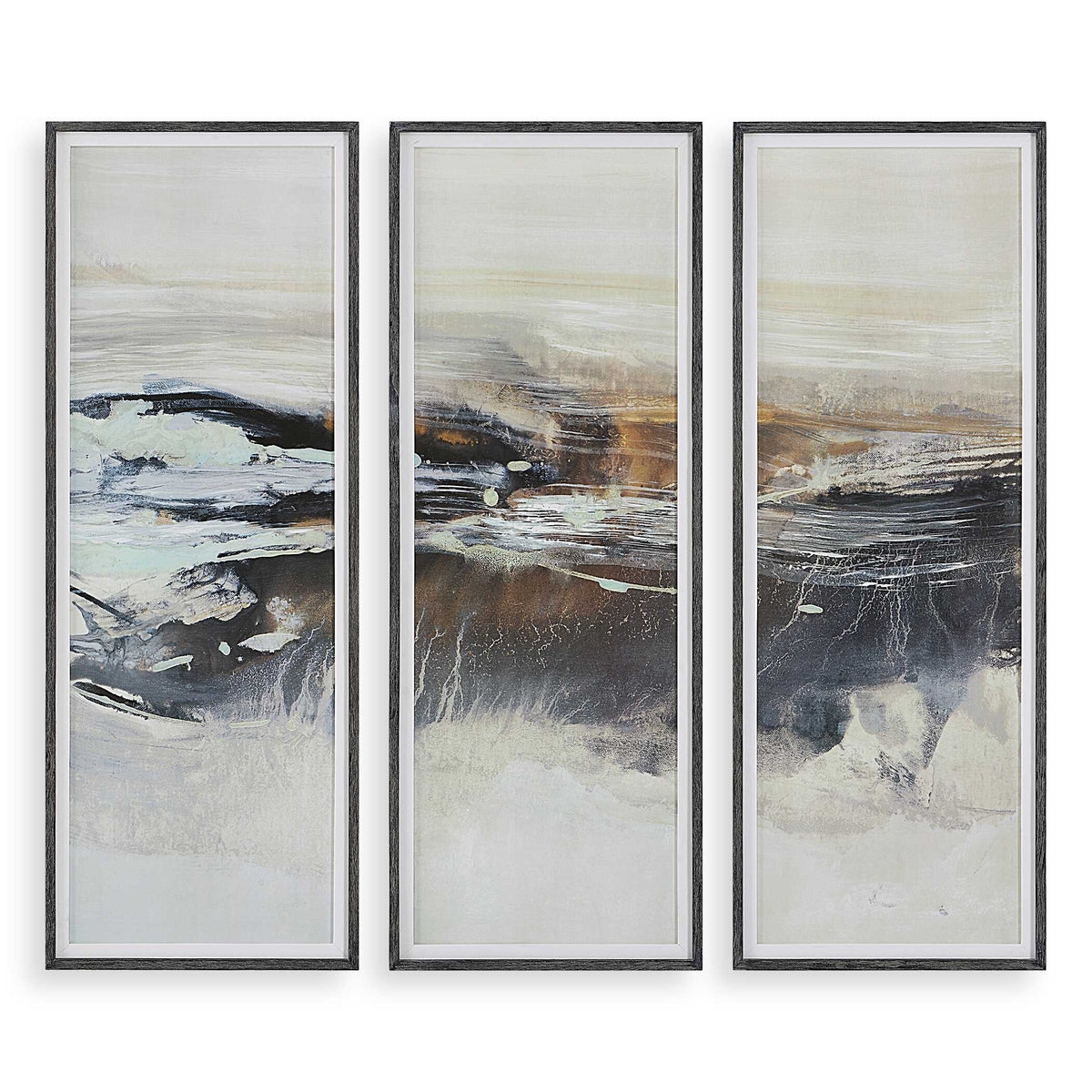 Graphite Horizon Multicolor Framed Prints (Set of 3) - Ornate Home