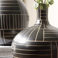 Graphite Stride Black/White Geometric Vases (Set of 2) - Ornate Home