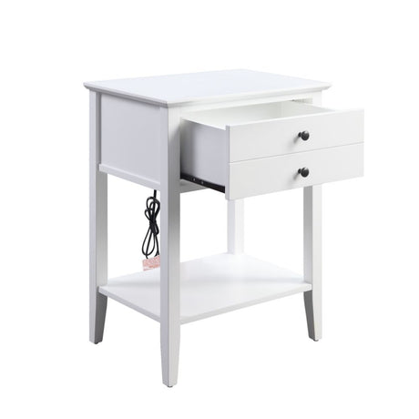 Grardor White Side Table (USB Charging Dock) - Ornate Home