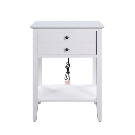 Grardor White Side Table (USB Charging Dock) - Ornate Home