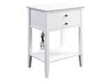 Grardor White Side Table (USB Charging Dock) - Ornate Home