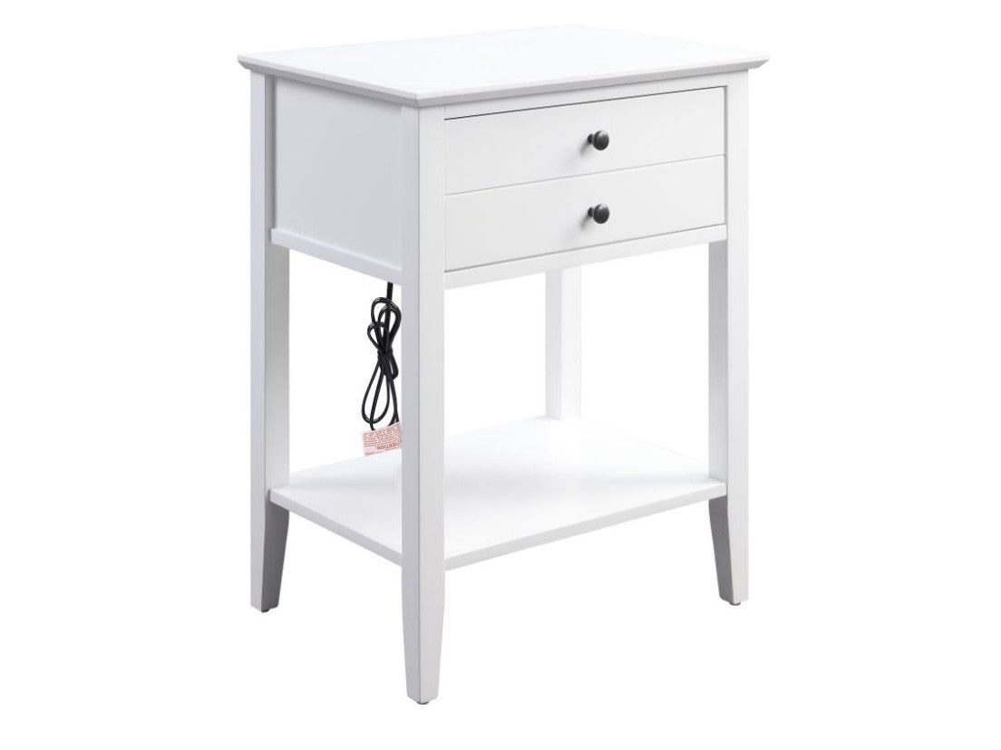 Grardor White Side Table (USB Charging Dock) - Ornate Home