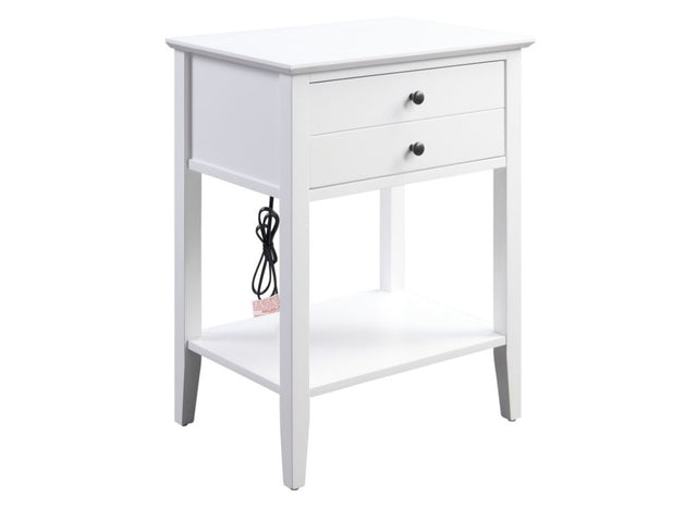 Grardor White Side Table (USB Charging Dock) - Ornate Home