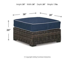 Grasson Lane Outdoor Ottoman w/ Cushion - Ornate Home