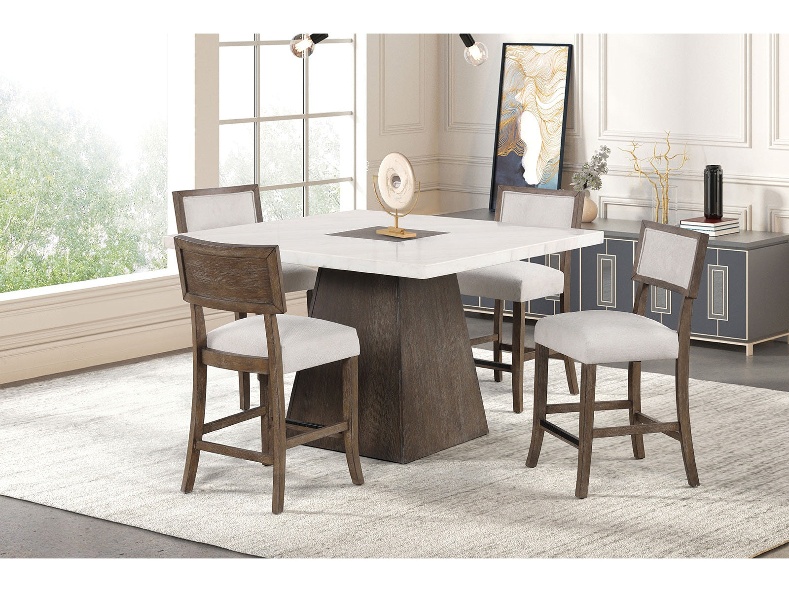 Grasten Dark Walnut 7 Piece Counter Height Set - Ornate Home