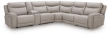 Gravier Gray 6-Piece Power Reclining Sectional with Storage Console - Ornate Home