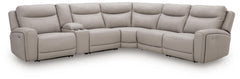 Gravier Gray 6-Piece Power Reclining Sectional with Storage Console - Ornate Home