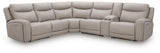 Gravier Gray 6-Piece Power Reclining Sectional with Storage Console - Ornate Home