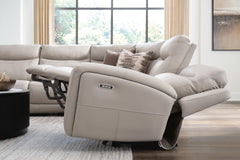 Gravier Gray 6-Piece Power Reclining Sectional with Storage Console - Ornate Home