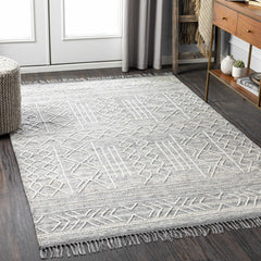 Gray Clintwood Wool Tassel Carpet - Clearance - Ornate Home