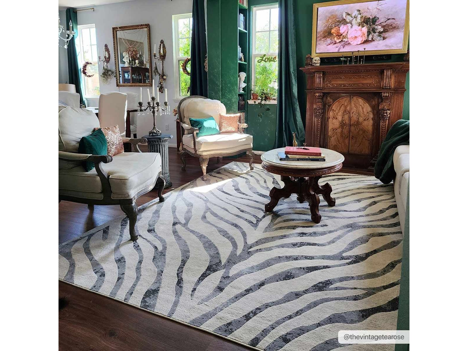 Gray Ecorse Zebra Print Area Rug - Ornate Home
