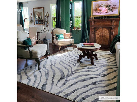 Gray Ecorse Zebra Print Area Rug - Ornate Home