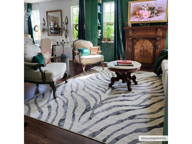 Gray Ecorse Zebra Print Area Rug - Ornate Home