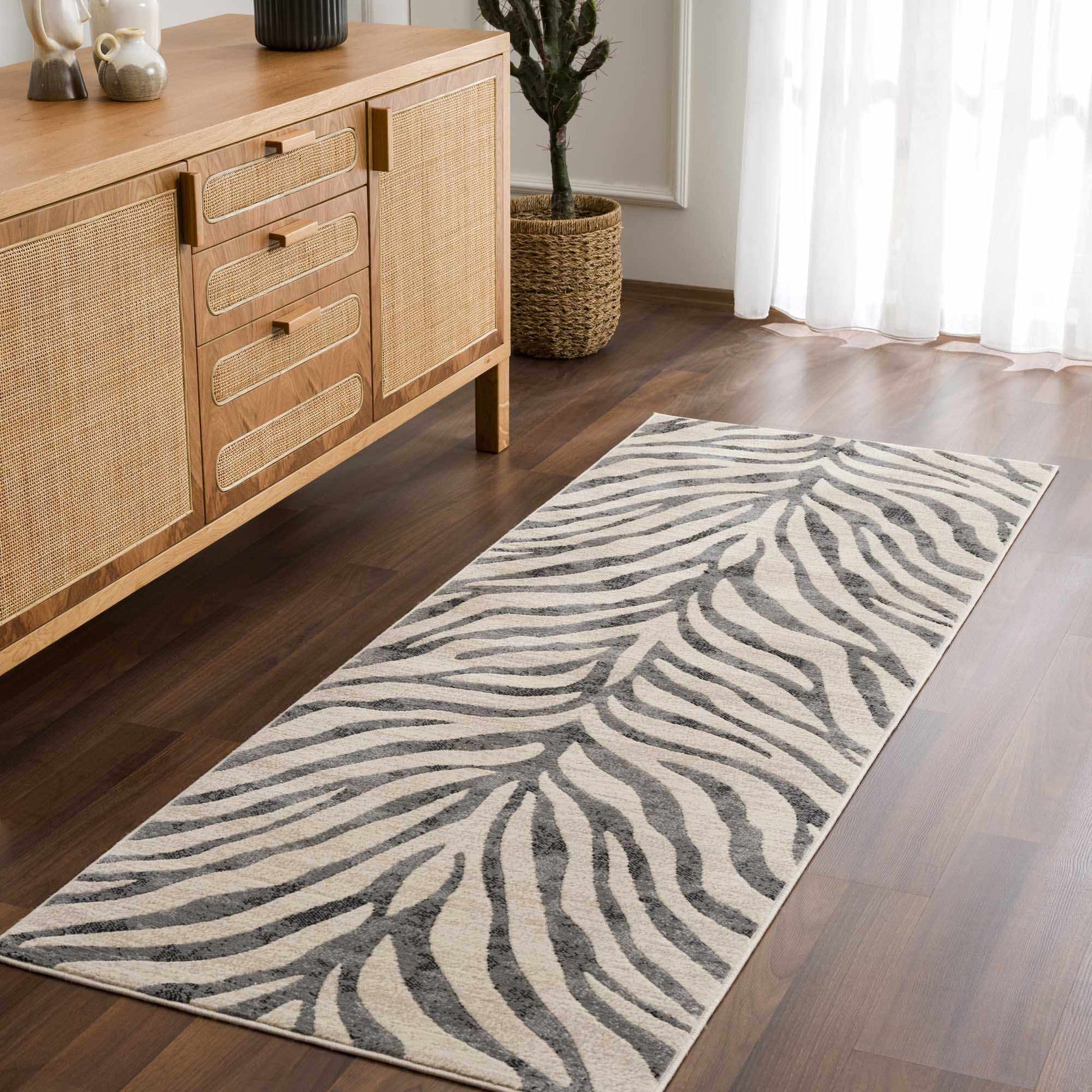 Gray Ecorse Zebra Print Area Rug - Ornate Home