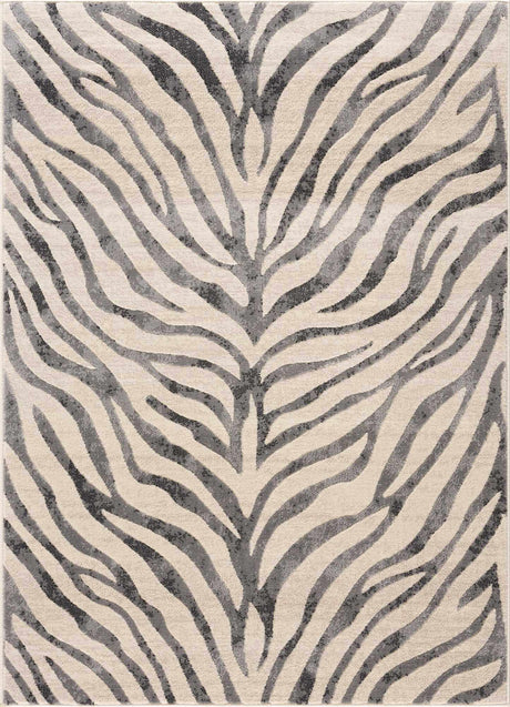 Gray Ecorse Zebra Print Area Rug - Ornate Home