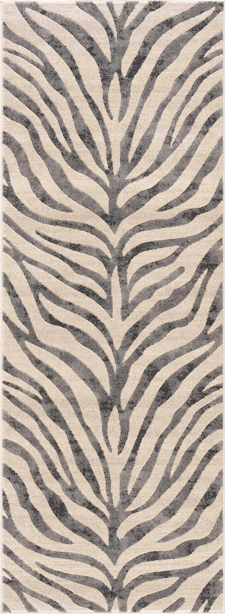 Gray Ecorse Zebra Print Area Rug - Ornate Home