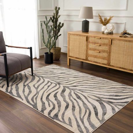 Gray Ecorse Zebra Print Area Rug - Ornate Home
