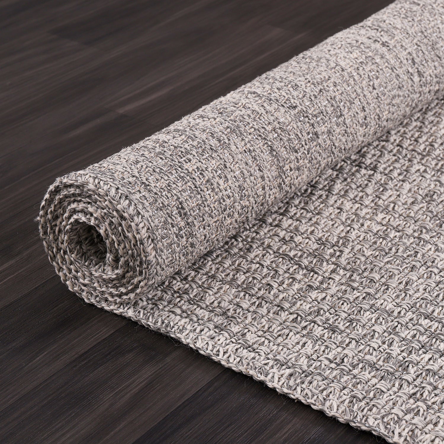 Woolen Gray Easy Jute-Look Rug | Easy Care Indoor & Outdoor