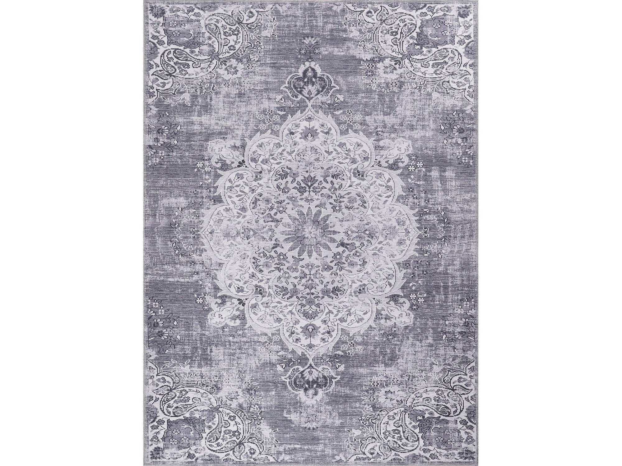 Rain Gray/White Modern Bohemian Non-Slip Indoor Area Rugs - Ornate Home