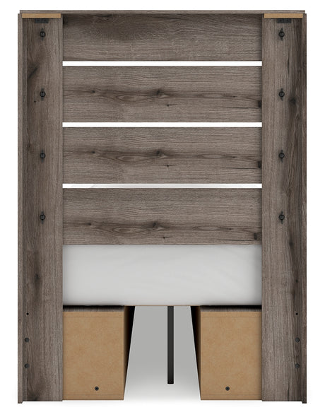 Graystorm Brown Gray Twin Panel Youth Bed w/Storage - Ornate Home