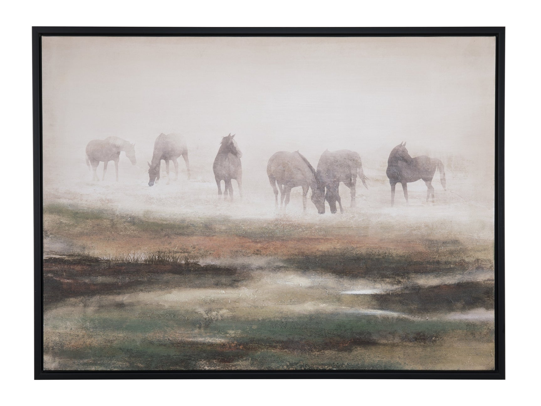 Grazing Stallions Green/Brown Canvas