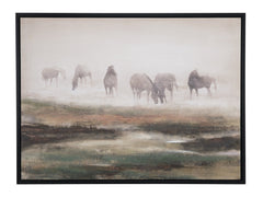 Grazing Stallions Green/Brown Canvas - Ornate Home