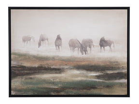 Grazing Stallions Green/Brown Canvas - Ornate Home