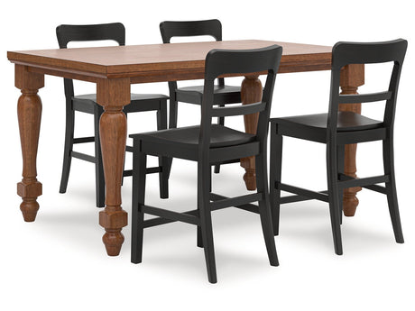 Greddinton Black/Brown Counter Height Dining Table and 4 Barstools - Ornate Home