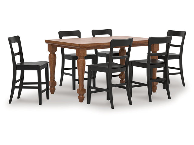 Greddinton Black/Brown Counter Height Dining Table and 6 Barstools (Online Special Price) - Ornate Home
