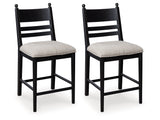 Greddinton Black Upholstered Barstool (Set of 2) (Online Special Price) - Ornate Home