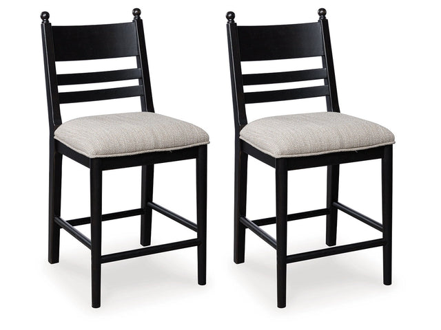 Greddinton Black Upholstered Barstool (Set of 2) (Online Special Price) - Ornate Home