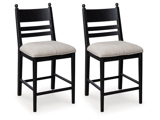 Greddinton Black Upholstered Barstool (Set of 2) - Ornate Home