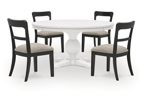 Greddinton Black/White Dining Table and 4 Chairs - Ornate Home