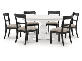 Greddinton Black/White Dining Table and 6 Chairs - Ornate Home