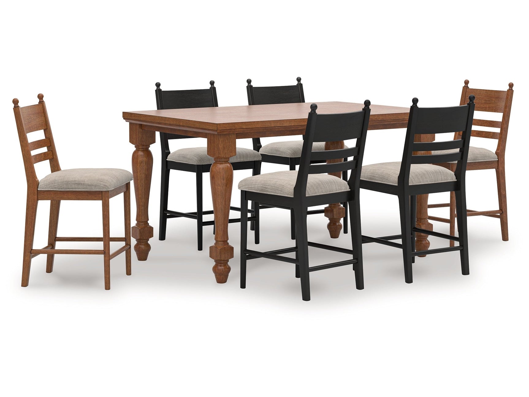 Greddinton Brown/Black Counter Height Dining Table and 6 Barstools - Ornate Home