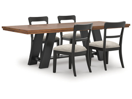 Greddinton Brown/Black Extension Dining Table and 4 Chairs - Ornate Home