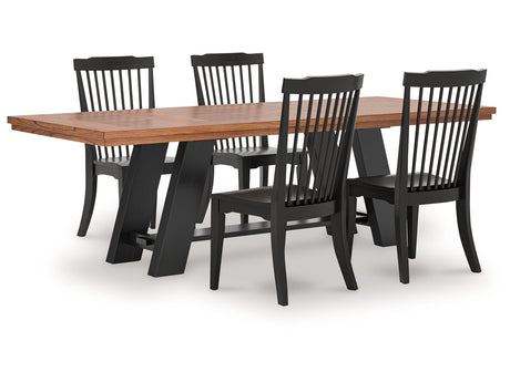 Greddinton Brown/Black Extension Dining Table and 4 Chairs - Ornate Home