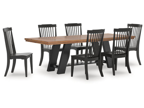 Greddinton Brown/Black Extension Dining Table and 6 Chairs - Ornate Home