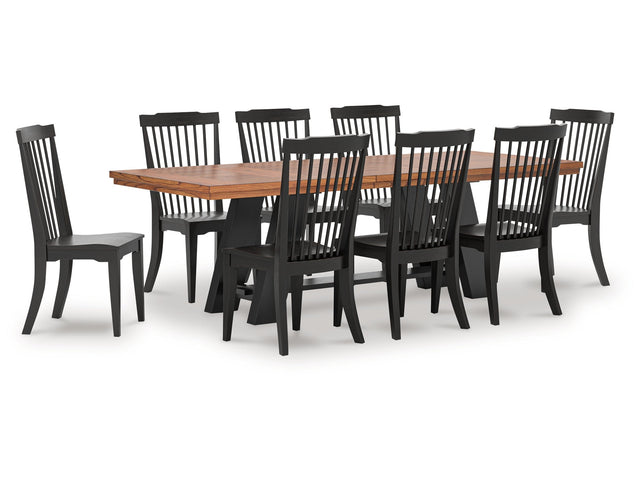 Greddinton Brown/Black Extension Dining Table and 8 Chairs (Online Special Price) - Ornate Home