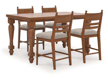 Greddinton Brown Counter Height Dining Table and 4 Barstools - Ornate Home