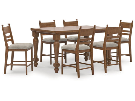 Greddinton Brown Counter Height Dining Table and 6 Barstools - Ornate Home