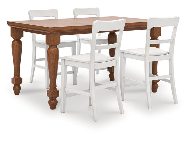 Greddinton Brown/White Counter Height Dining Table and 4 Barstools - Ornate Home