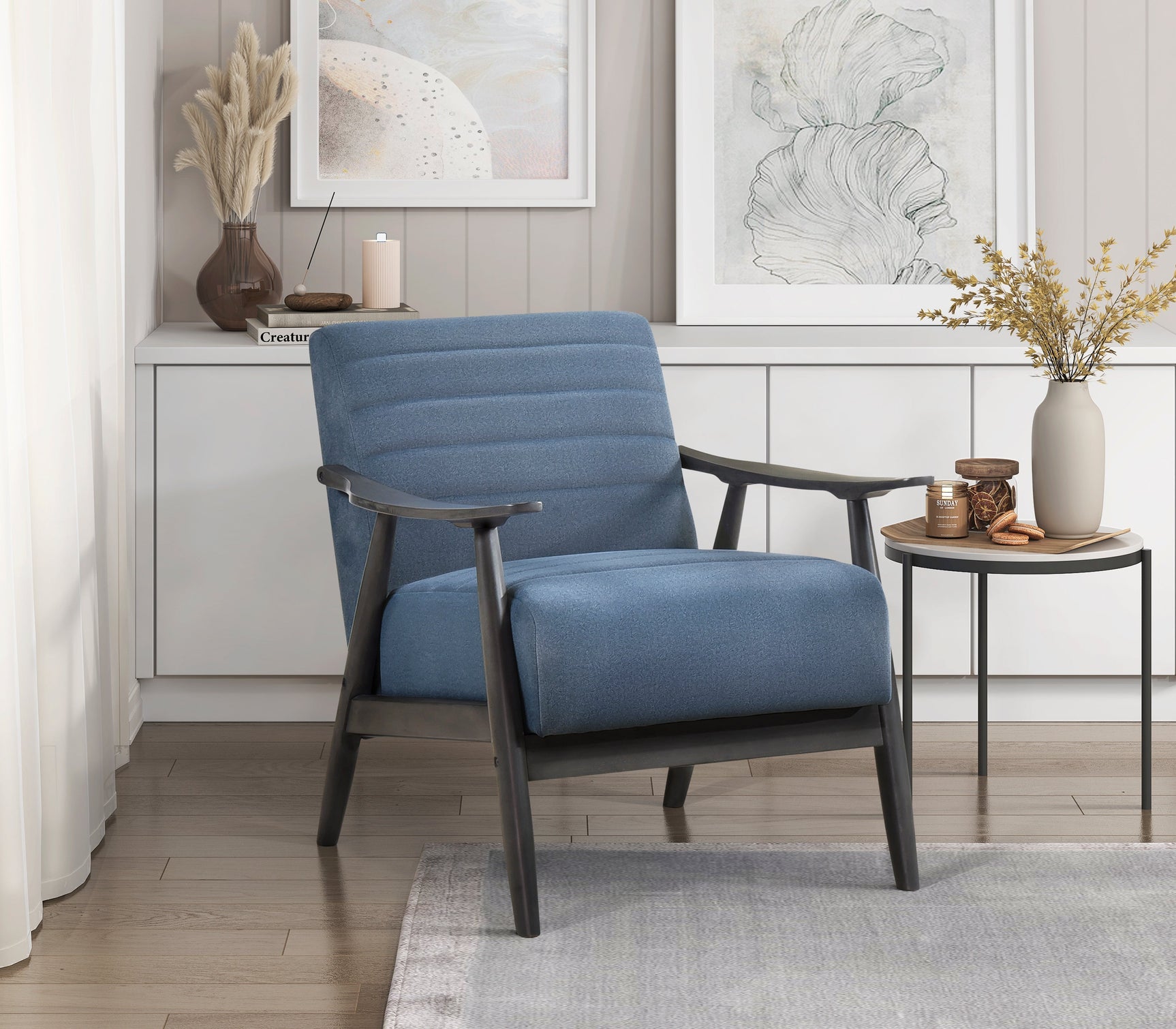 Greeley Blue Velvet Accent Chair - Ornate Home